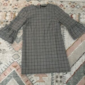Zara women’s plaid shirt dress with three quarter ruffle sleeve
